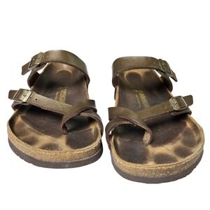 Birkenstock Mayari Sandals Women's 41 US 10 Metallic Gold Brown Leather‎ Comfort